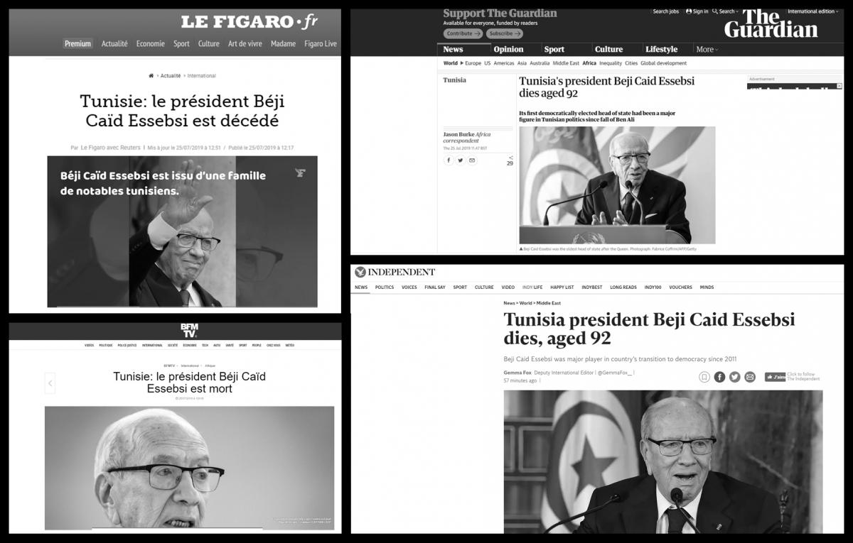 Mort de Béji Caïd Essebsi,  Les réactions de la presse internationale