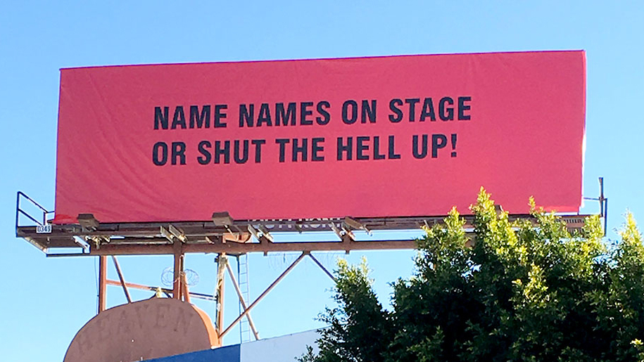 Harcèlement sexuel : Sabo détourne les panneaux de « Three Billboards » à Hollywood